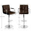 Ensemble de 2 tabourets de bar pivotants réglables en polyuréthane rembourrés à hauteur de comptoir avec base chromée et repose-pieds, brun-1747403902