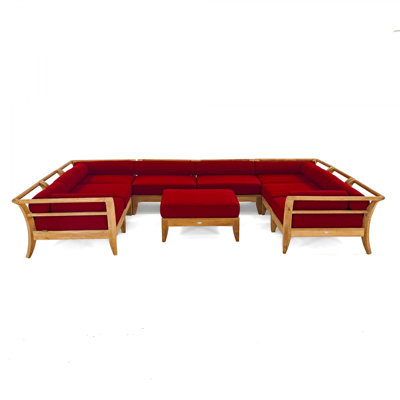 Teak 9 - Person Modular Patio Conversation Sets with Cushions