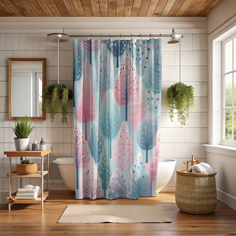 Rideau de douche Pink Grove - Premium, H 74 po x l 71 po