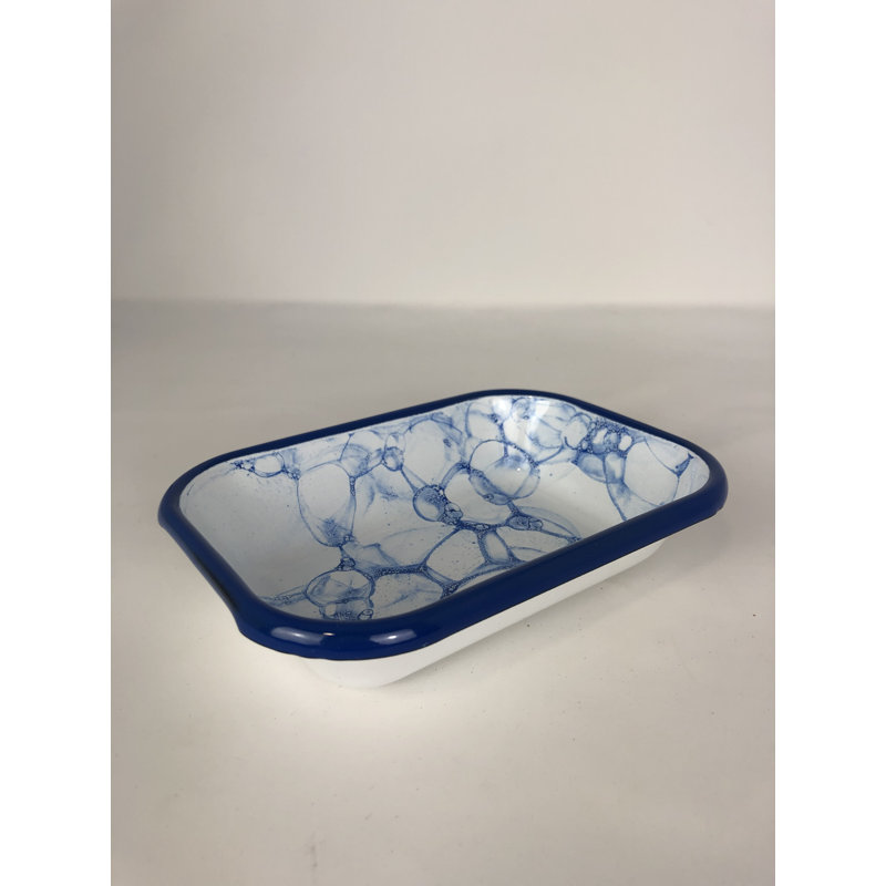 Ivy Bronx Brogel Platter, White/Blue, 4cm H x 16cm W x 11cm D