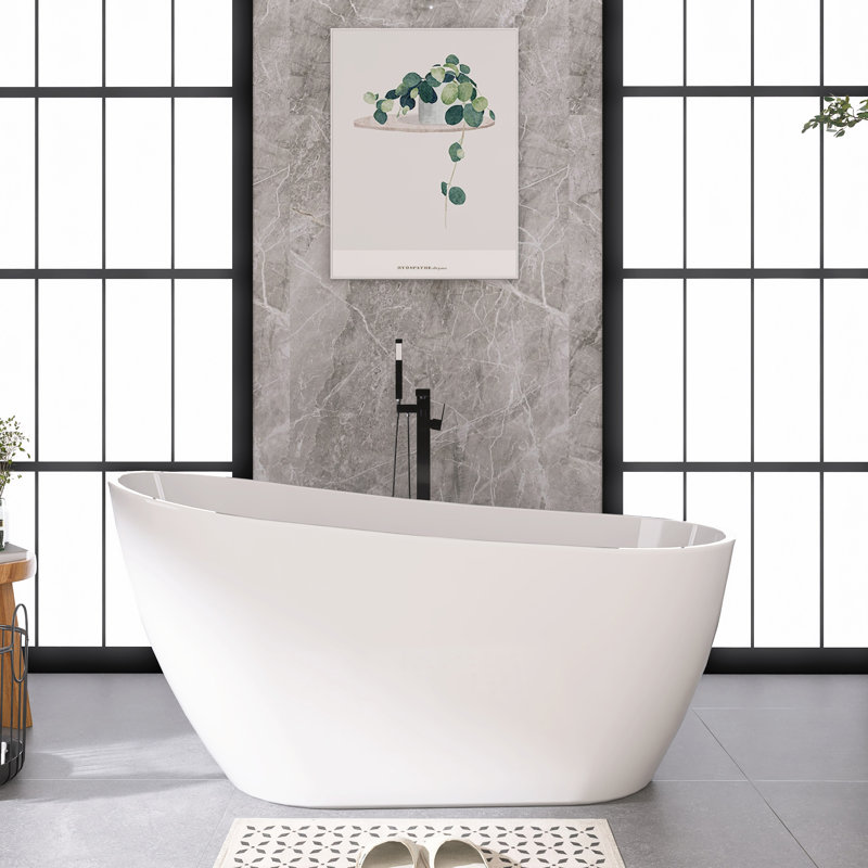 Baignoire de trempage autoportante 59 po en acrylique