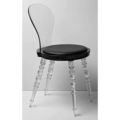 Black and Clear Faux Leather Dining Side Chair