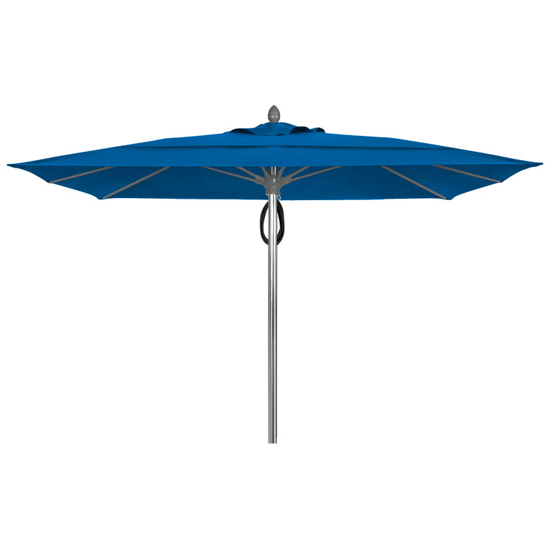 Parasol de marché carré 10 pi Prestige, Bleu pacifique, Aluminium brillant