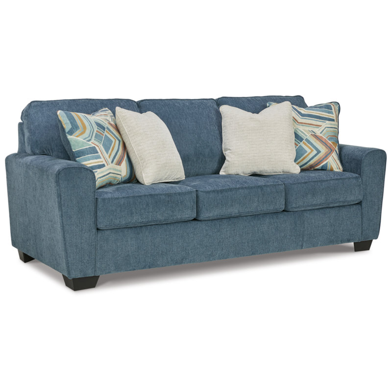 Cashton 87'' Upholstered Sleeper Sofa, Blue 100% Polyester