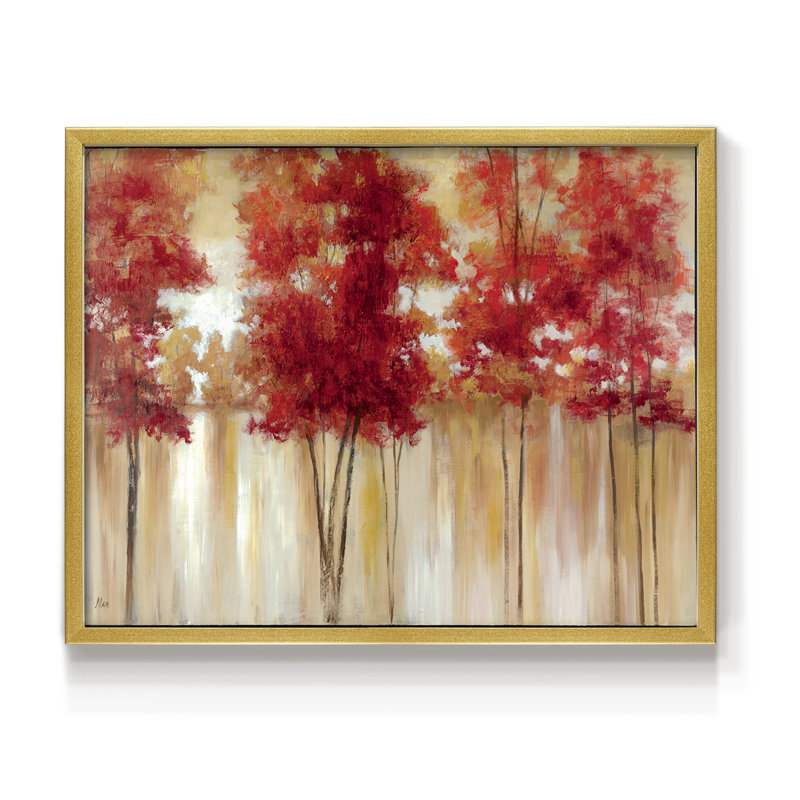 Arbres rouges - reproduction encadrée - réarmable, H 8 po x l 10 po