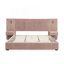 Structure de lit tapissier avec tissu en chenille à motif plissé, lit plateforme avec tête de lit et structure solide et table de chevet. Pas besoin de sommier tapissier-492941602-492941600