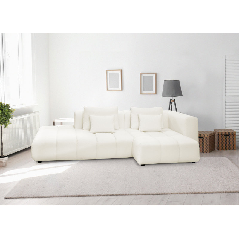 4 Seater Sofa & Chaise, Right Hand Facing, Cream