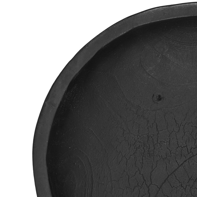 Ensemble de 2 bols à pieds en bois de teck - 11,8 po de diamètre x 5,9 po - noir