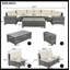Ensemble de conversation modulaire avec coussins 8 pièces Losh-1393417373