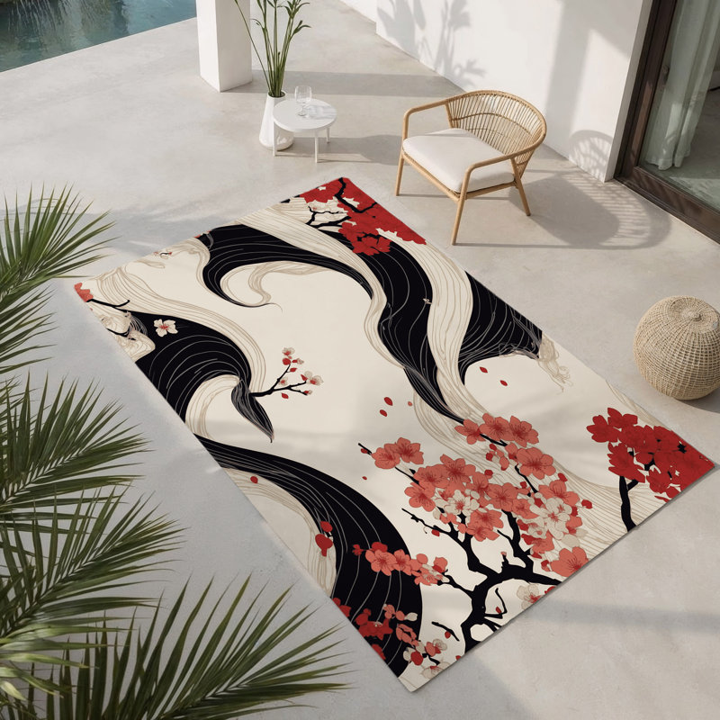 Tapis intérieur et extérieur Moonlit Grace, Rectangulaire 8 pi x 10 pi