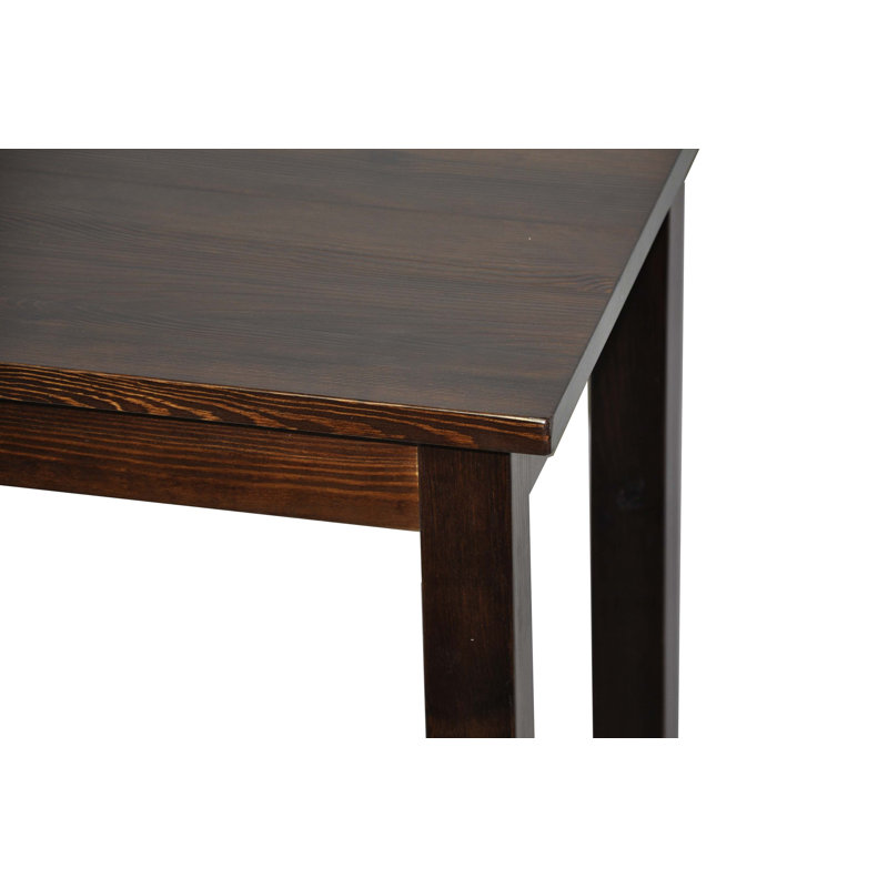 Brianne Pine Solid Wood Dining Table, 110cm H x 70cm W x 100cm L, Dark brown