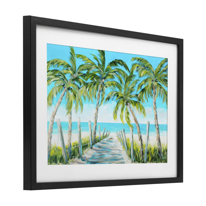 «The Path To Paradise», reproduction sous verre, conception de Julie DeRice, H 14 po x l 20 po, Cadre noir minuit