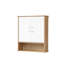 Armoire murale de salle de bain avec double porte, tablette réglable, portes ondulées, rangement inférieur, bois blanc et naturel, facile à installer pour un aménagement intérieur et une installation rapide