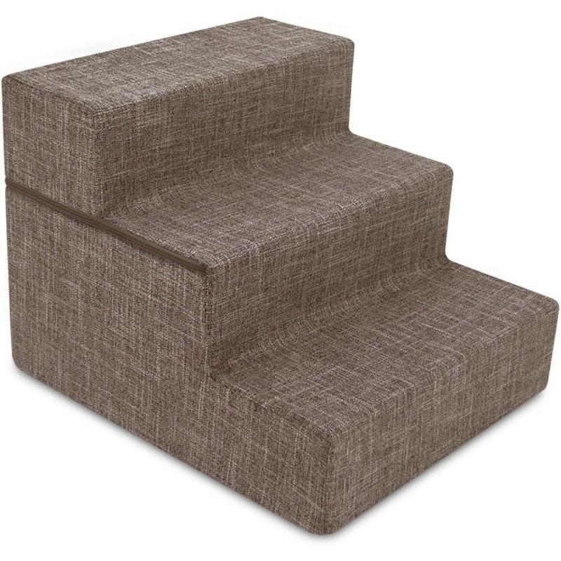 Stairs With 3 Steps, 17" H x 12" W x 22" D, Brown