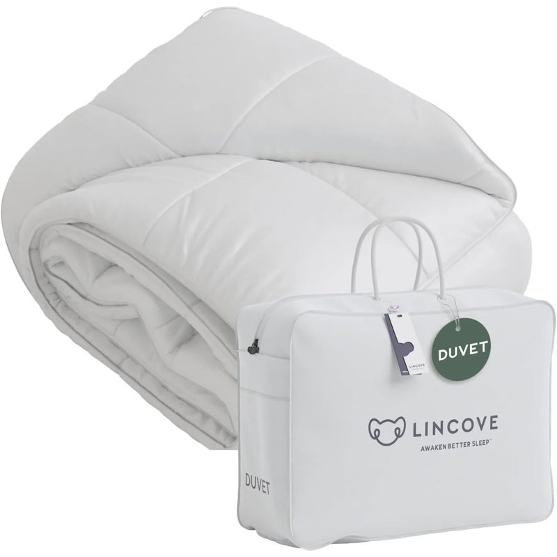 Lincove 100% Canadian White Down Duvet Comforter - All Season, Corner Loops, 600 Thread Count, Twin