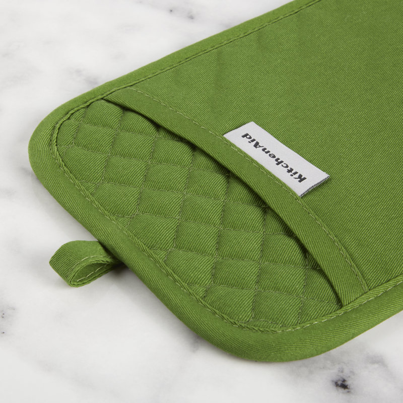 Matcha Green Silicone and Cotton Pot Holder Set, 2-Pack