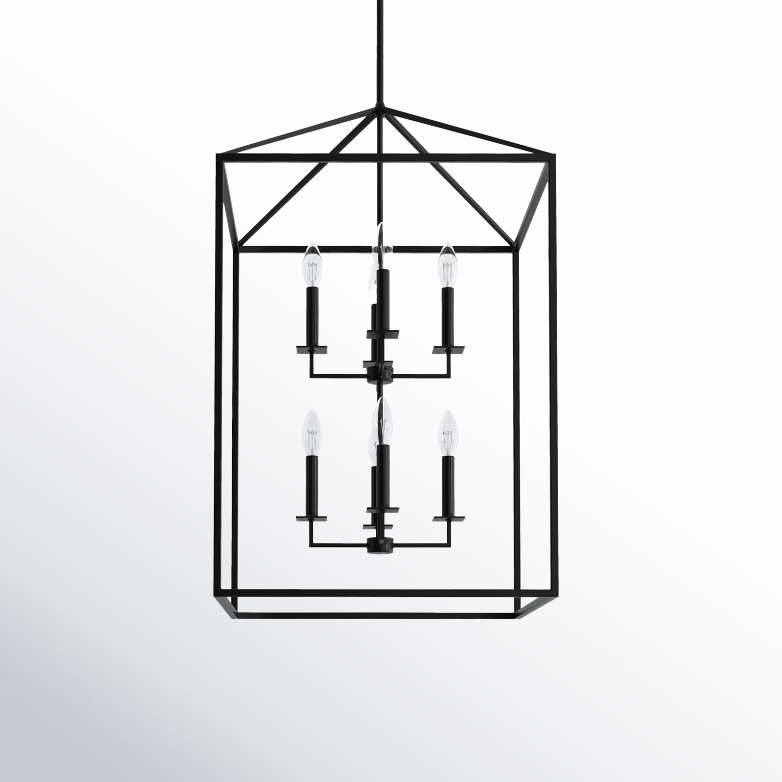Ellis 8 - Light Dimmable Lantern Chandelier, No, Midnight Black, 30.75" H x 19" W x 19" D