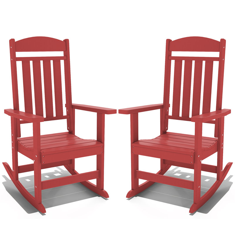 Oxing HDPE Outdoor Rocking Chair, Red
