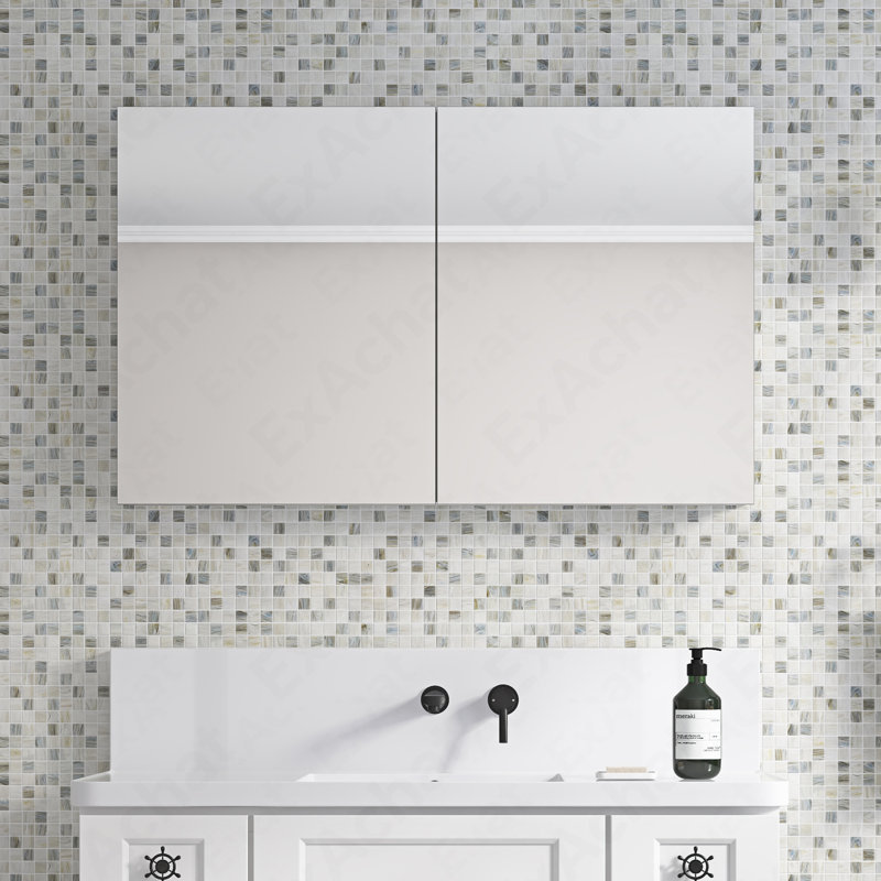 Pharmacie pour salle de bain à cadre sans cadre l 48 po x H 30 po, H 48 po x l 30 po x P 4,8 po
