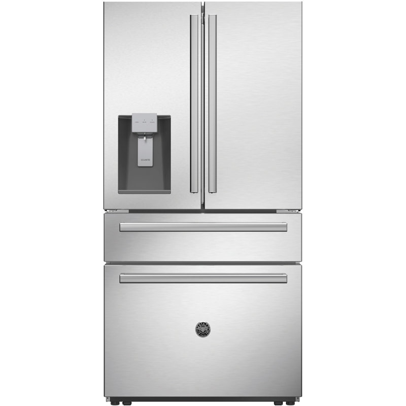 Bertazzoni 36" 21.6 Cubic Feet Energy Star Smudge-Resistant French Door Refrigerator with Water and Ice Dispenser