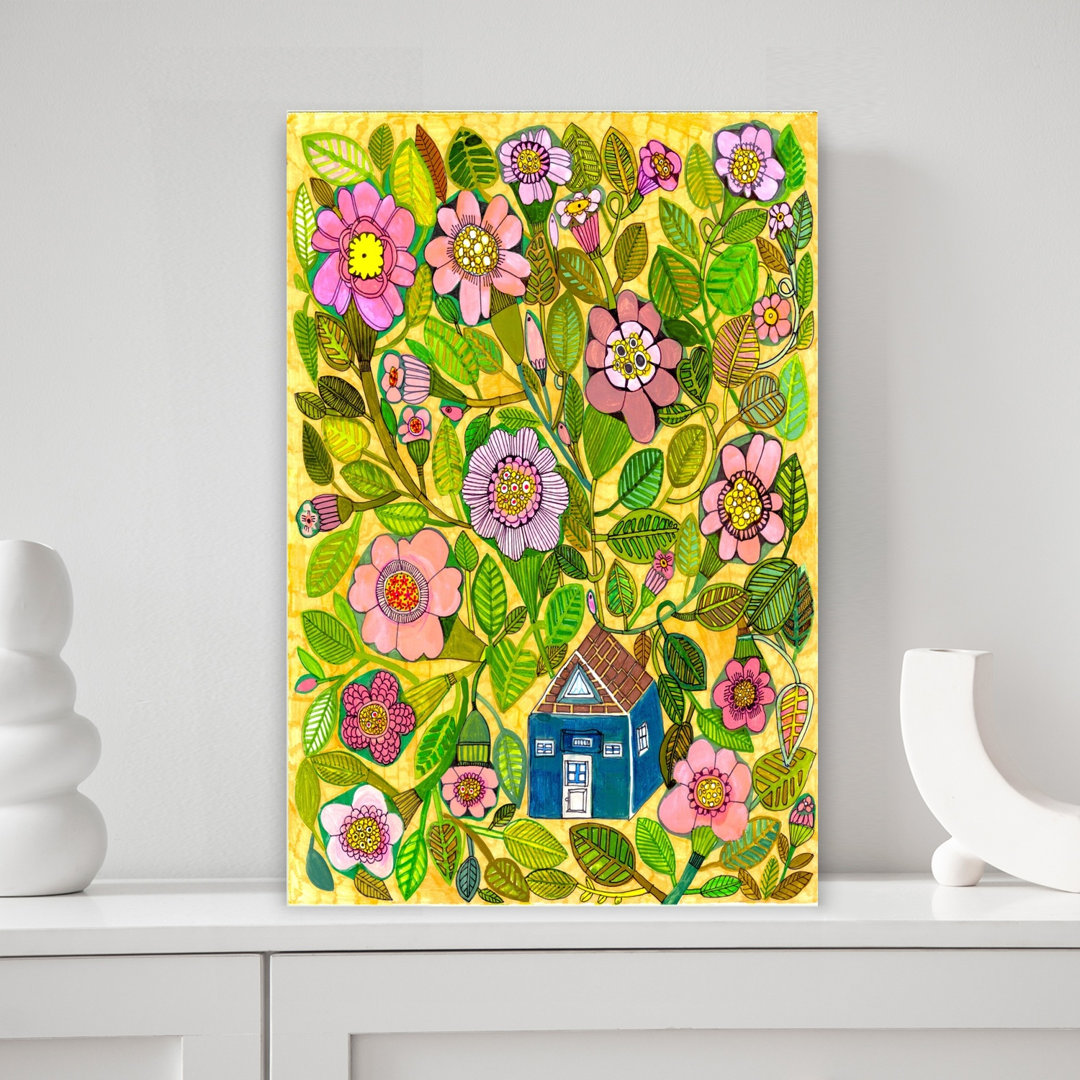 Whimsical Flower House Colorful Vibrant Whimsical Flower Nature Wall Art Print