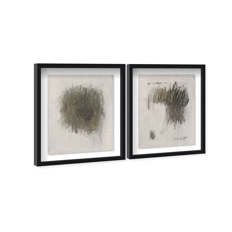 Modernist Sketch Set Shadowbox Abstract Print by Oliver Gal, Black Frame, 16 x 20, 31.5"H x 37.5"W, Black Shadowbox