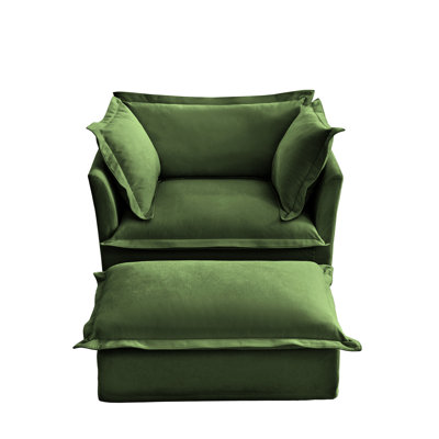 Fauteuil en chenille avec siège large et confortable, coutures délicates, housses amovibles, tissu d'assise rembourré, coussins confortables, structure stable