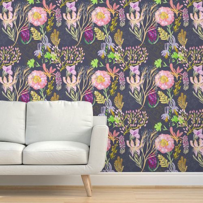 Ailey Floral Tile, Black