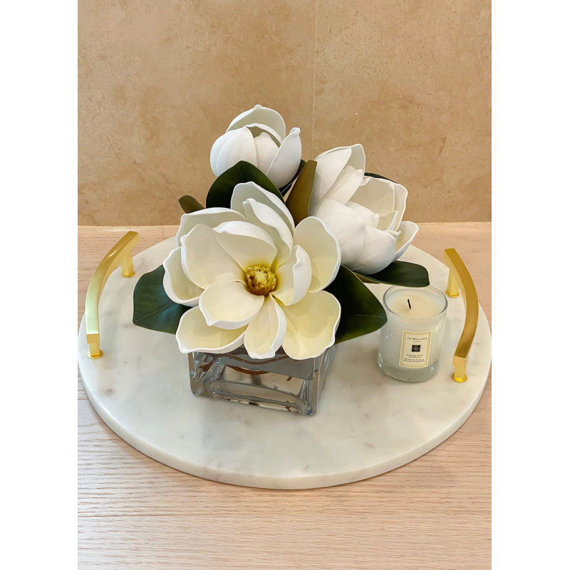 Real Touch Magnolia Centerpiece - Premium Faux Floral Arrangement