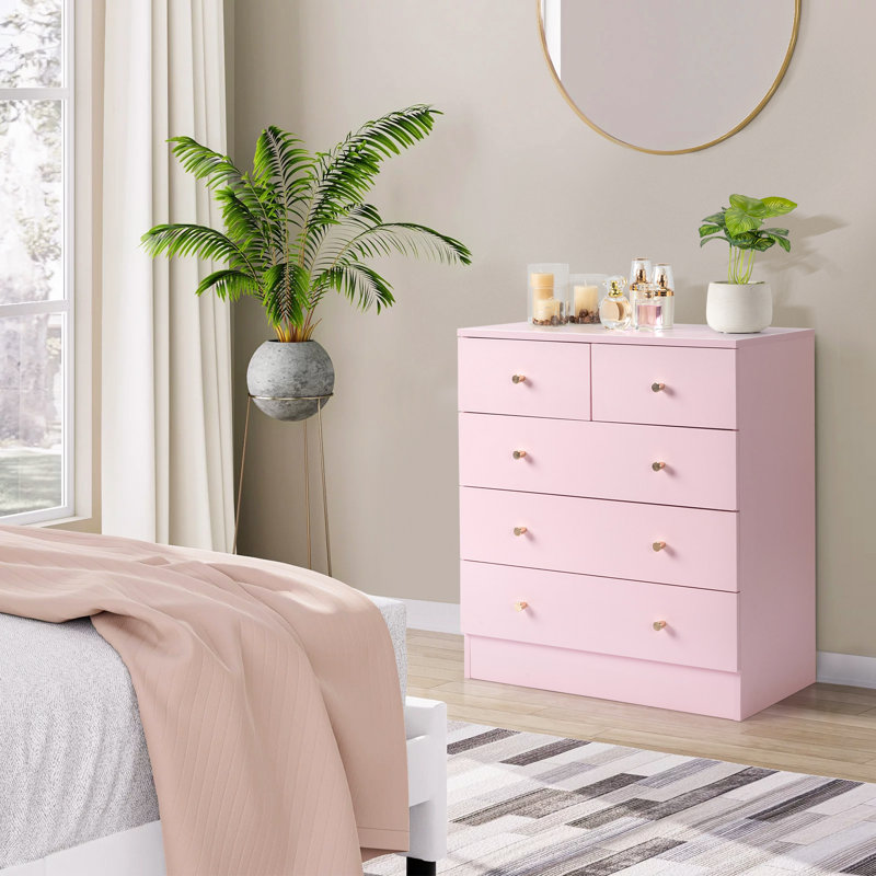 Cilegon 5 - Drawer Storage Cabinet, Pink