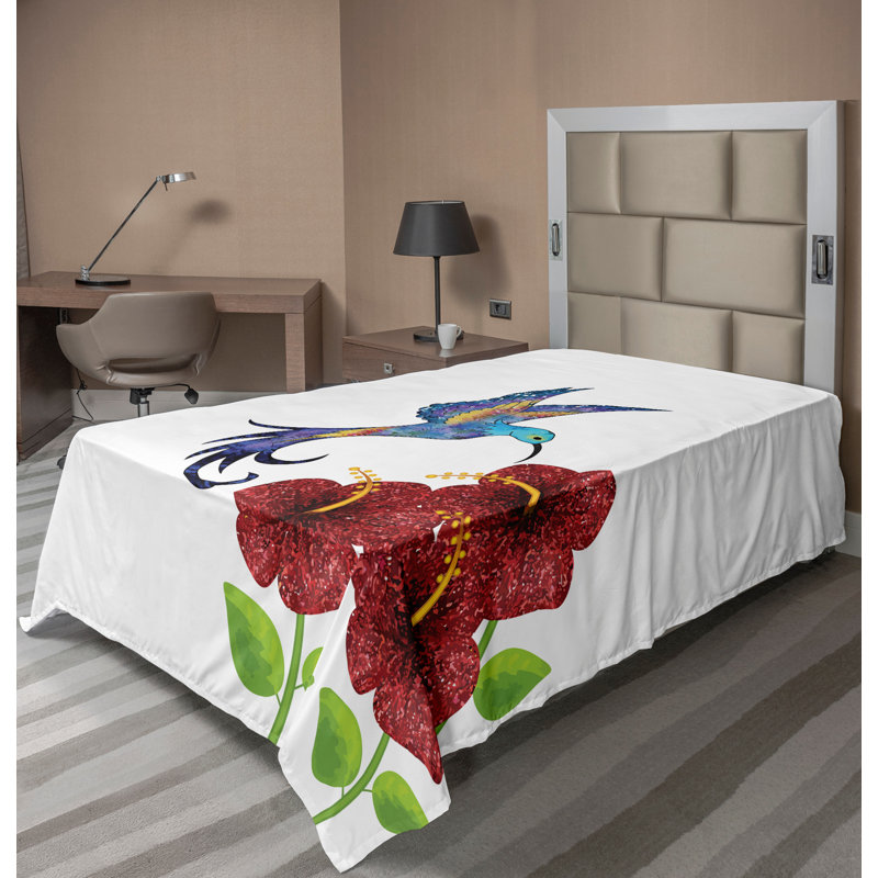 Drap-housse colibri Ambesonne, Drap plat pour lit simple
