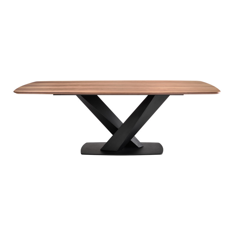 Reanna Walnut Solid Wood Top Metal Base Dining Table