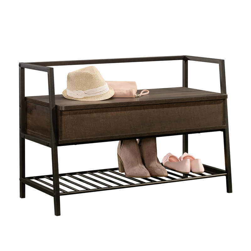 Banc de rangement à couvercle rabattable Arturs, Chêne fumé