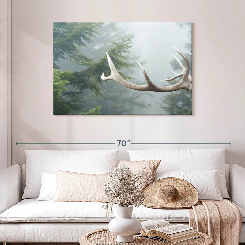 Deer Antler And Pines, 30" H x 45" W