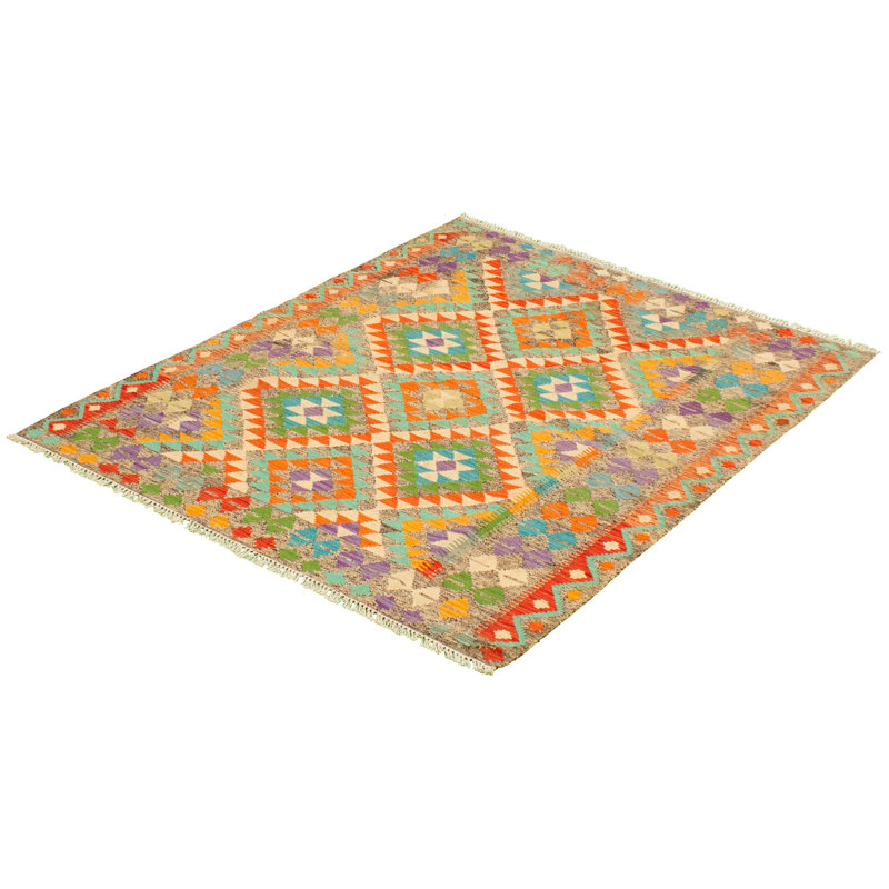 Tapis décoratif en laine noué à la main de conception unique noué à la main New Age 5 pi 1 po x 6 pi 2 po