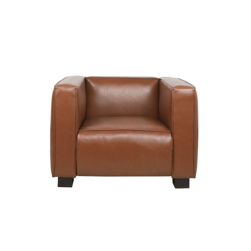 Fauteuil club Suheil, Similicuir cognac