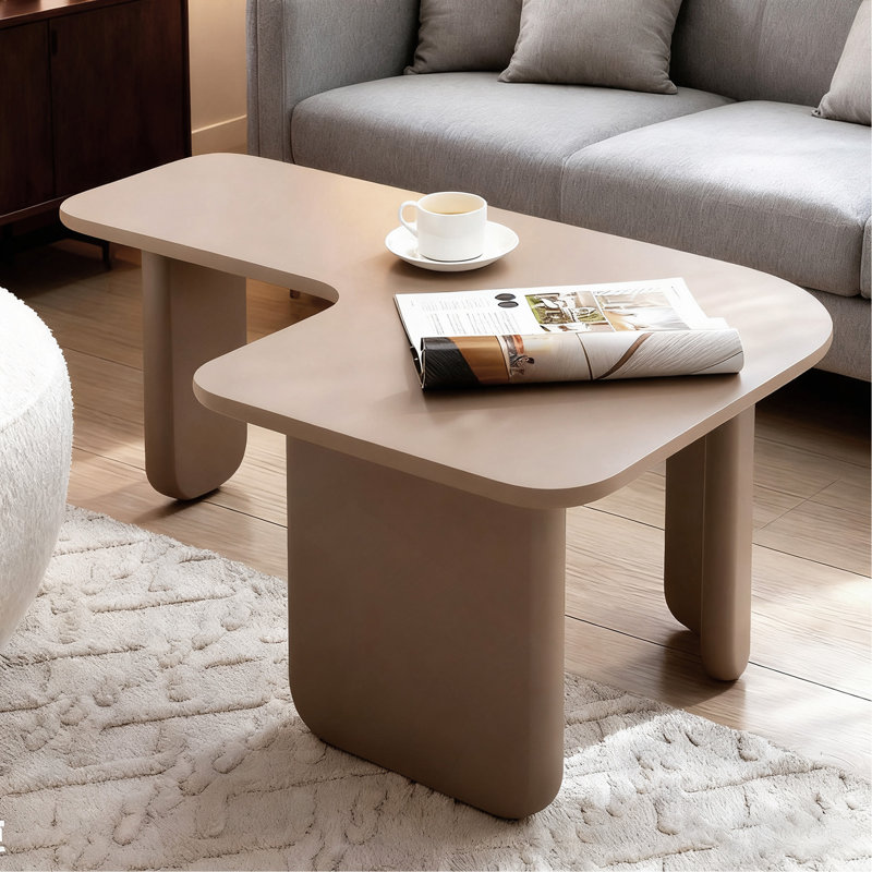 35.43" L-Shape Coffee Table, Khaki