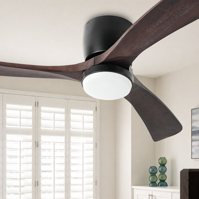 Ventilateur de plafond encastré de 42 pouces avec pales en bois massif clair avec moteur à courant continu et télécommande réversible