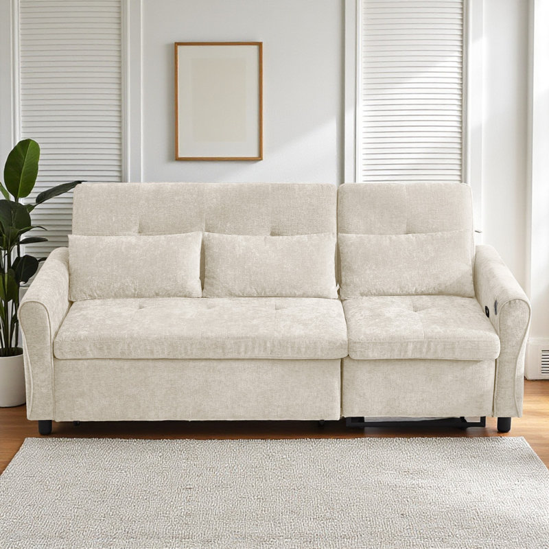 Canapé convertible 81,9 po avec fauteuil inclinable, Beige