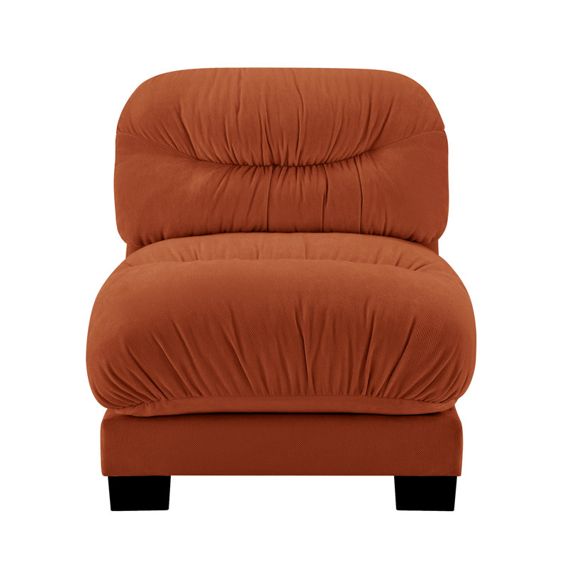 Flora Armless Sofa Chenille- Orange, Orange Chenille
