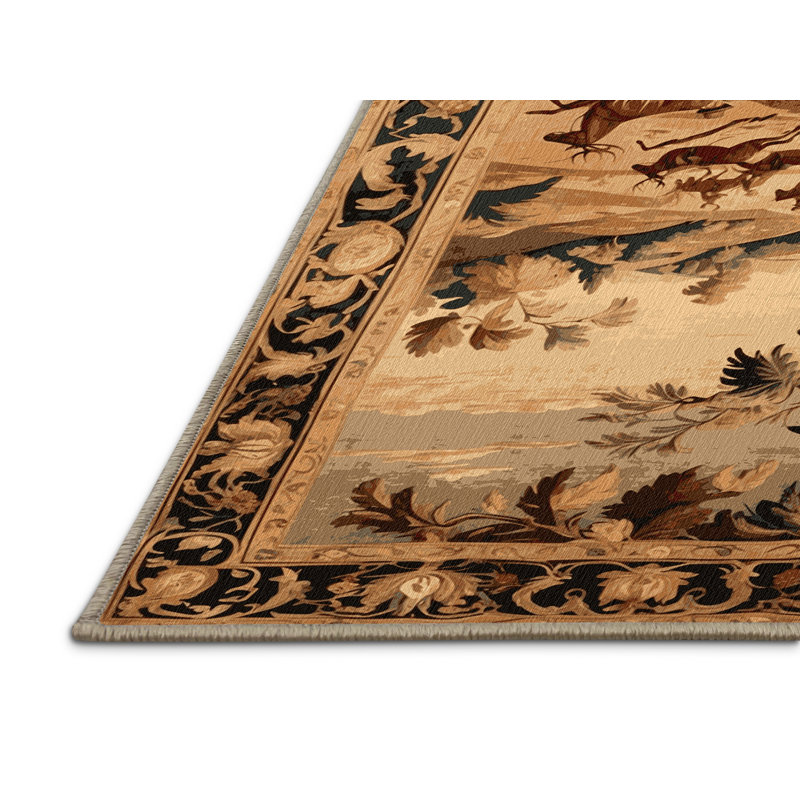 Tapis brun français lavable à la machine, Rond 6 pi