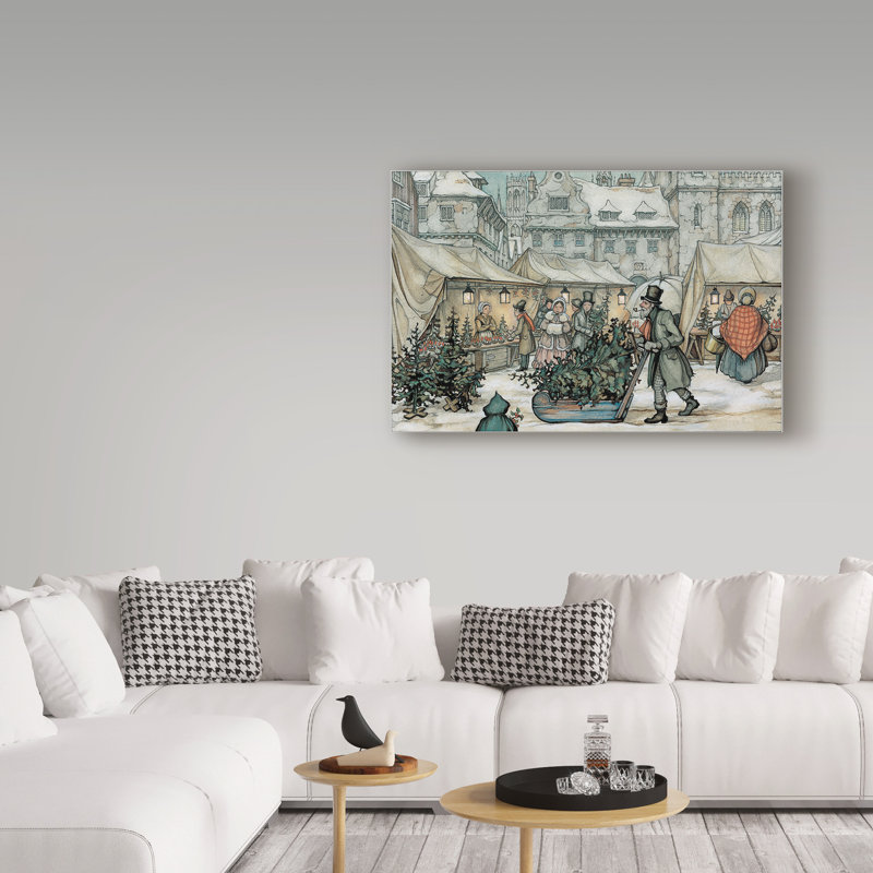 «A Christmas Sled» par Graceleigh, reproduction d'art sur toile tendue, H 22 po x l 32 po x P 2 po