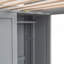 Lit mezzanine simple en bois avec plusieurs tablettes de rangement et garde-robe, gris-487014556