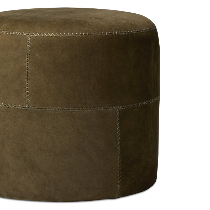 Camino Cylinder Ottoman, Nubuck Olive