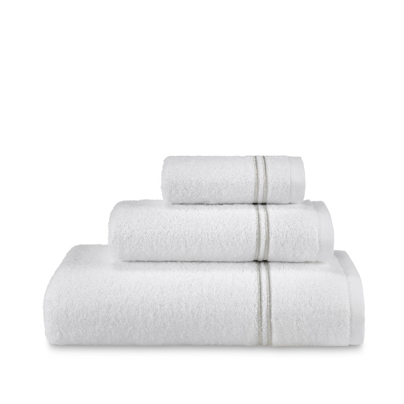 Ensemble de serviettes 3 pièces en coton Glendell, Blanc / métallique