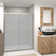Frederick 57.75'' - 59'' W x 76'' H Bypass Semi-Frameless Shower Door with Frosted Glass