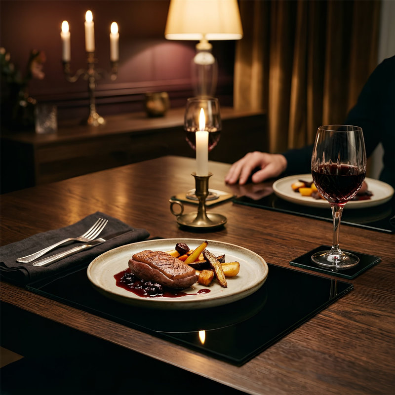 Harbour Housewares - Glass Placemats, Black