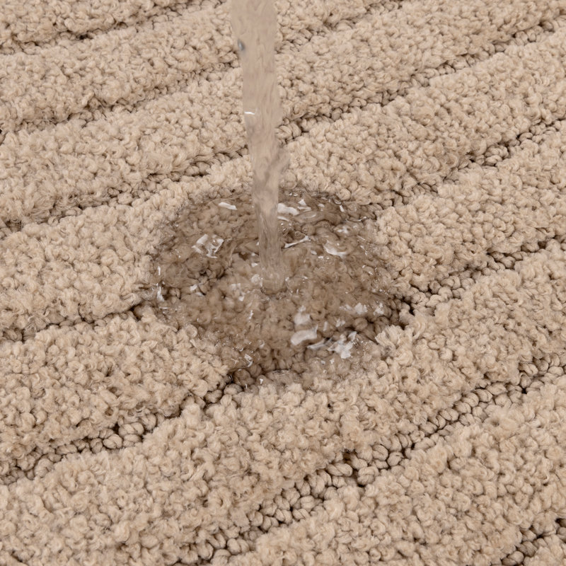 Ensemble de tapis de bain en microfibre 5 pièces avec envers antidérapant, Beige