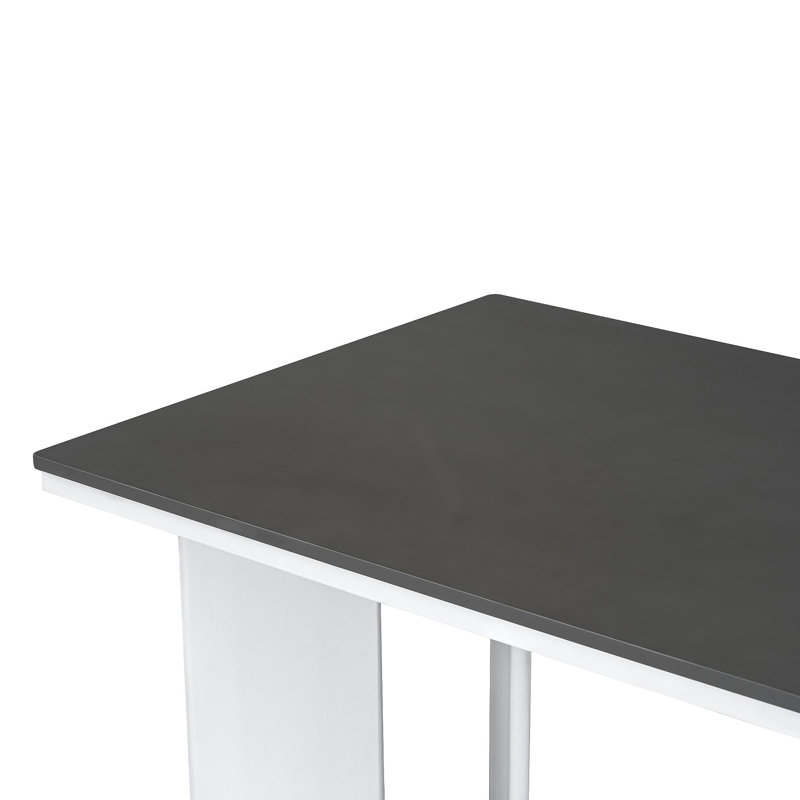 Ensemble de table de salle à manger moderne 7 pièces avec 6 chaises rembourrées, gris foncé et blanc