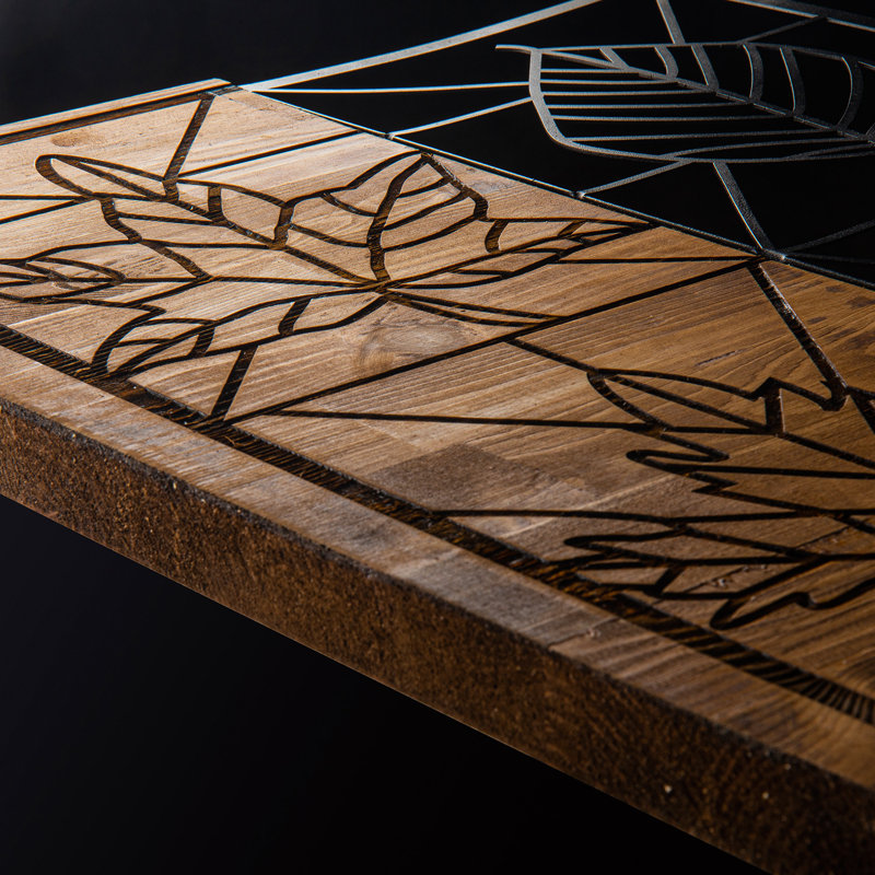 Accessoire mural décoratif en bois, noir et noyer, 18,9 po x 22,8 po | Structure robuste 100% métal (épaisseur: 0,05 pouce) et support 100% bois (épaisseur: 1,2 pouce) | Parfait pour la décoration intérieure et le mur décoratif élégant
